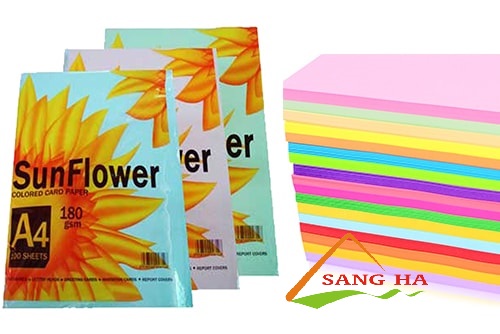 Giấy bìa màu A4 SunFlower 180gms 5 màu (Thái Lan)